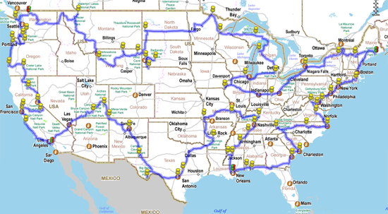 48-State Cross-Country Road Trip Itinerary Map