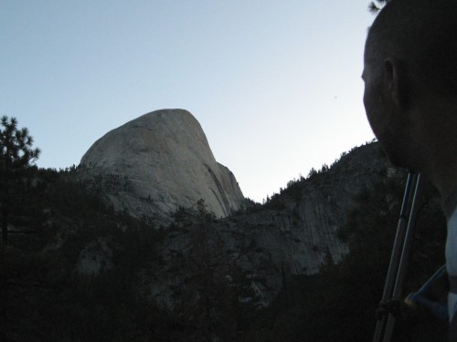 half dome view from trail